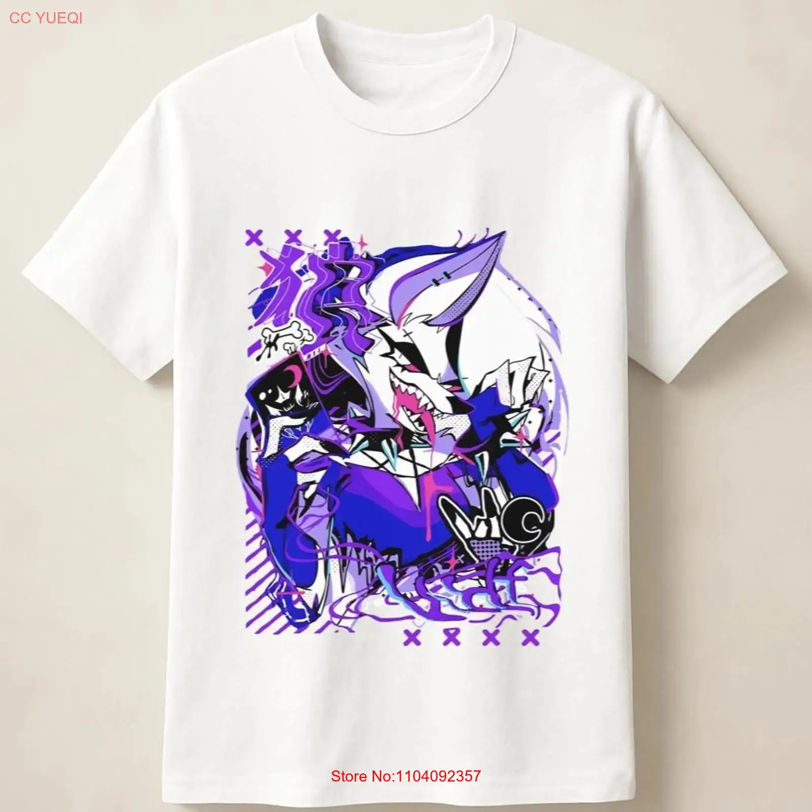 Anime Merchandise Clothes - Purple Anime Wolf in Graffiti Poster
