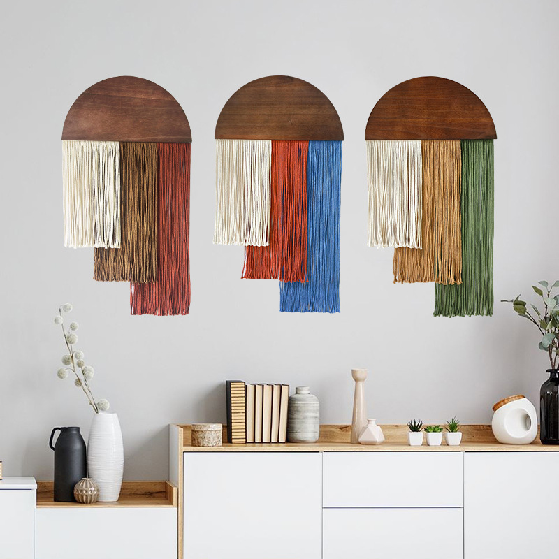 Semi-circular Wooden Tassel Ta - đánh giá và giá Wall Scroll Tapestry