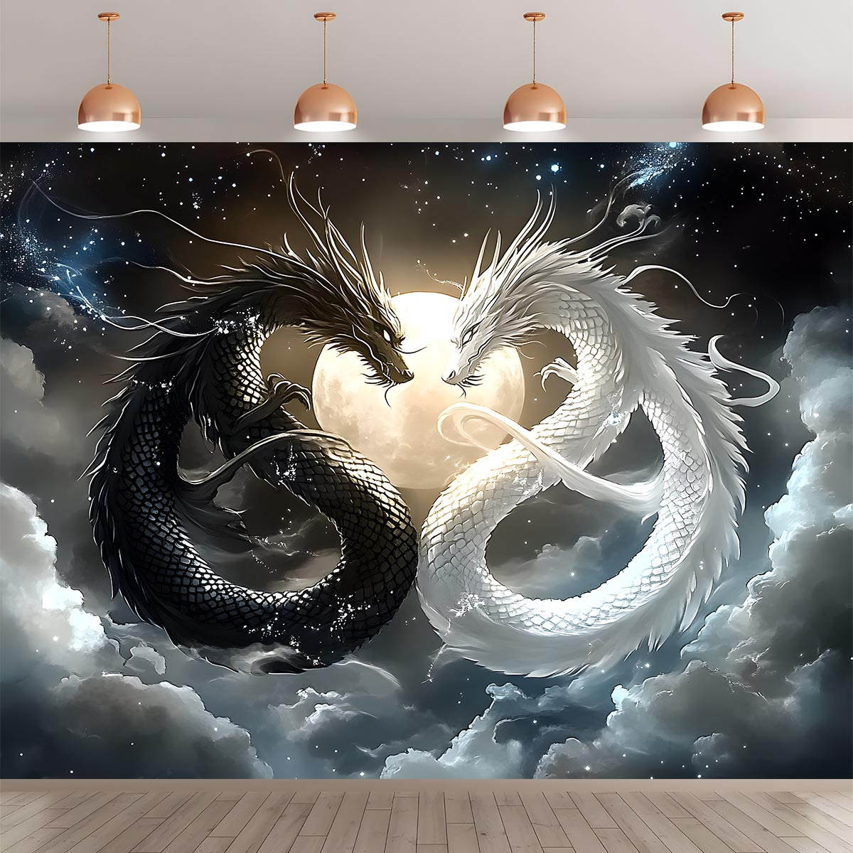 VIKAMA Yin Yang Double Dragon  - đánh giá và giá Wall Scroll Tapestry